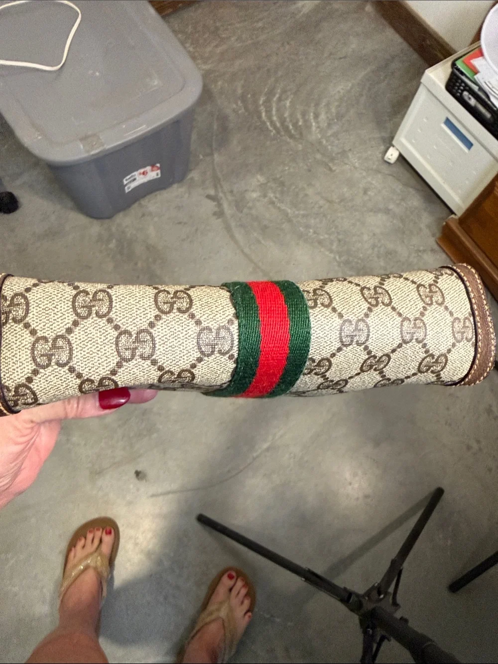 Gucci Beige GG Supreme Sherry Line Clutch